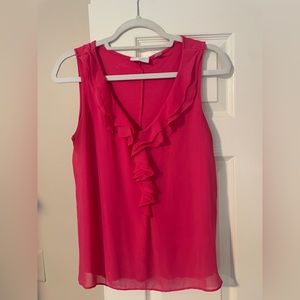 New York & Company Pink Ruffle Tank- Small